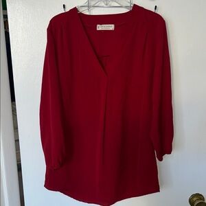 Jon & Anna Deep Red V-Neck Blouse Medium NWOT